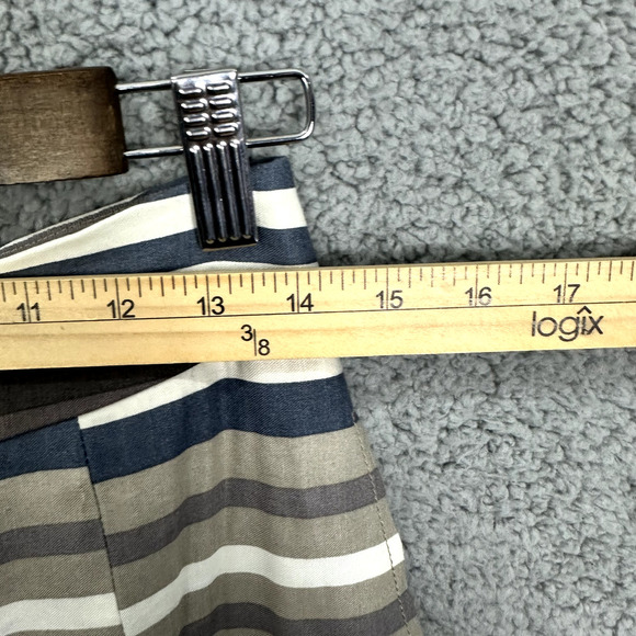 Banana Republic Pleated Skirt Womens 4 Neutral Tone Striped Pockets Preppy Twee - Picture 3 of 6